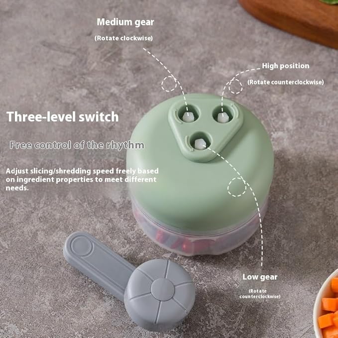Mini Hand Crank Vegetable Chopper, Handheld Food Chopper, Garlic Chopper, Quick Manual Vegetable Processor for Onion, Garlic, Salad, Salsa, Fruit (green)