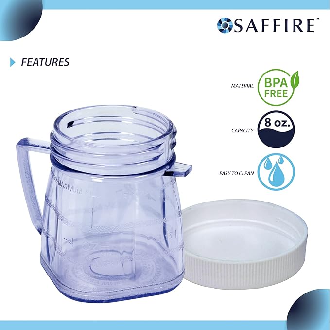 Replacement Mini 1-cup Plastic Jar by Saffire, fits most Oster Blenders (4 Pieces)