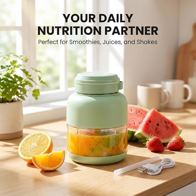 Portable Wireless Juicer Blender Cup: Rechargeable Smoothie Maker with 38 Stainless Steel Blades - Personal Blender for Shakes, Ice Crushing, Travel & Office (white, 800, Milliliters)