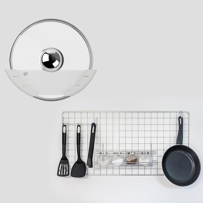 Universal Pot Lid Organizer for Cabinet, 10 Pcs Pan Lids Organizers Inside Cabinet Door Wall Mount Pots Top Storage Rack Holder for Kitchen, Fits 6" to 13.5" (10pcs black)
