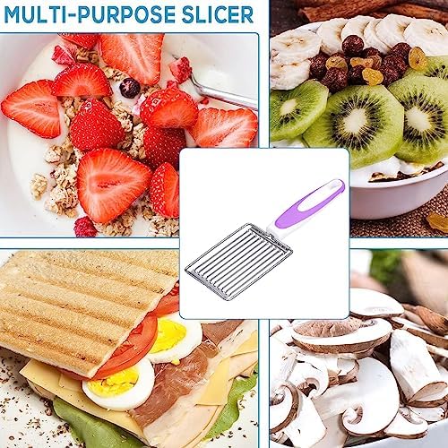 Luncheon Meat Cutter,Stainless Tomato Slicer Fruits Cutter Luncheon Meat Slicer with Handle Cheese Boiled Egg Ham Tomato Serrated Slicing Knife - Image 2