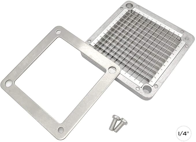 2pcs 1/4" Replacement Blade Set for Commercial Vegetable Chopper, Stainless Steel Interchangeable Blade & Pusher Block Set for Fruit Dicer Cutter