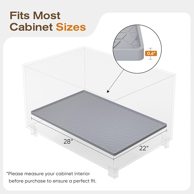 TRZZ Silicone Waterproof Under Sink Mat 28" x 22", Drip Tray and Cabinet Liner for Kitchen and Bathroom, Prevents Water Damage and Organizes Cabinets (Khaki)