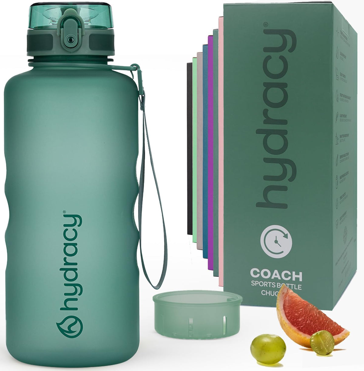 Motivational Water Bottle with Time Marker & Fruit Infuser 64 oz