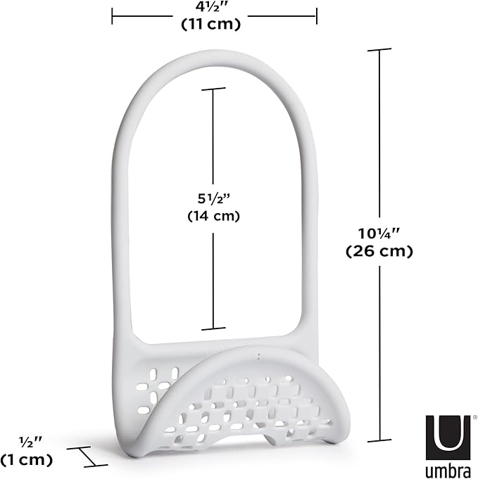 Sling Kitchen Sink Caddy Sponge Holder, Hangs Over Faucet or Divider, White