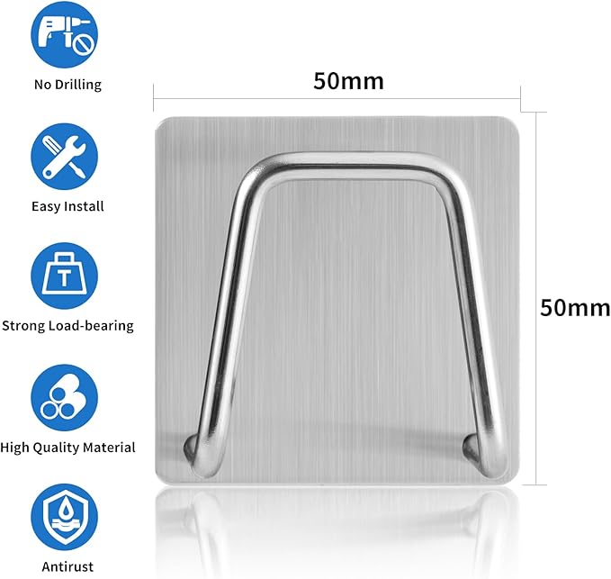 Luckyiren Adhesive Sponge Holder for Kitchen Sink, SUS304 Stainless Steel Scrubber Hanger Caddy Accessories Storage Rack Stand for Scratch Scrub Dishcloth Dishrag Exfoliator Strainer Stopper