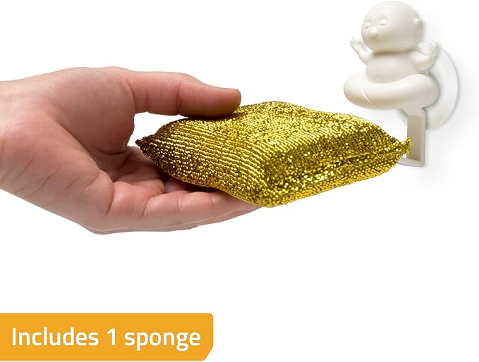 PELEG DESIGN Yogi Sponge Holder, Cute Plastic Sponge Holder for Kitchen Sink with Suction Cup,Dish Sponge Caddy Holder,Dries All Types of Sponges - Sponge Included