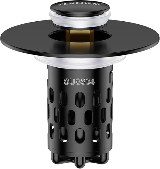 Bathroom Sink Drain Strainer, Black, 1 Pack