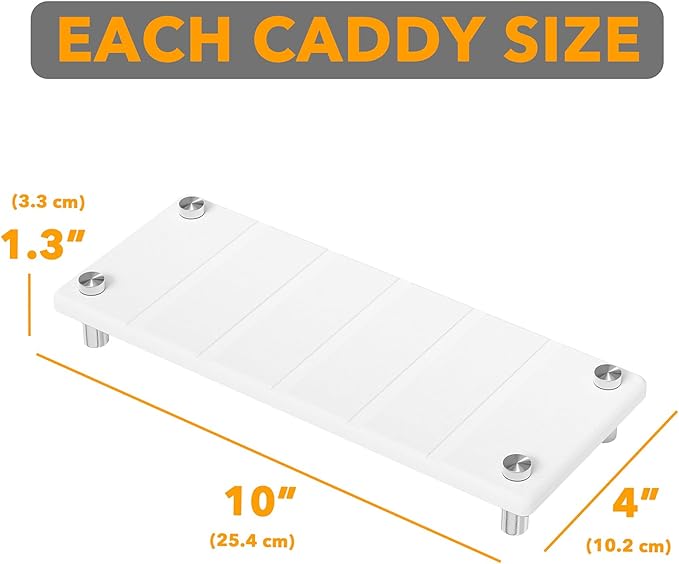 SpaceAid 2 Pack Drying Sink Caddy, Instant Dry Water Absorbing Stone Tray for Sink Organizers, Kitchen Counter Soap Dish Holder Absorbent Coaster, Bathroom Countertop Drying Rack (White)