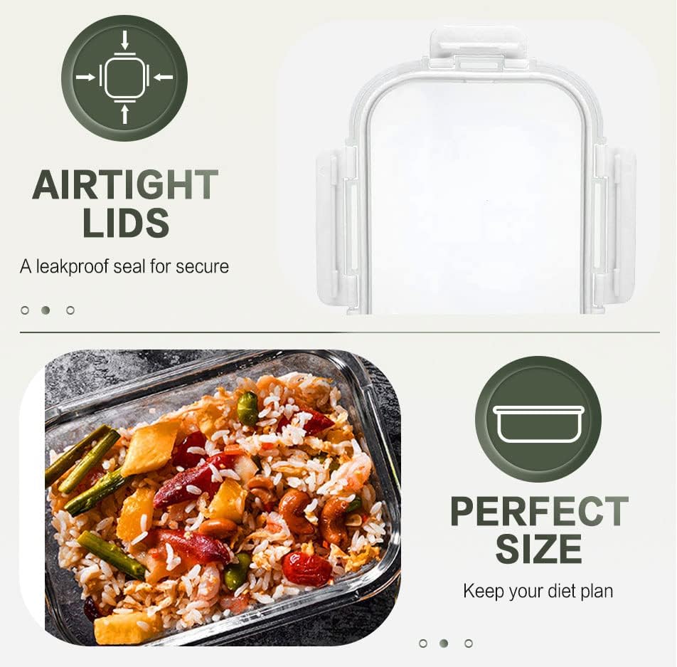 10 Packs 30 oz Glass Meal Prep Containers with Lids, White