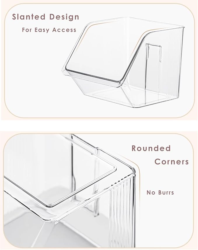 3-Pack Small Clear Acrylic Wall Mounted Storage Baskets, Adhesive Wall Mounted Storage Bins for Cabinet, Kitchen, Pantry, Bathroom