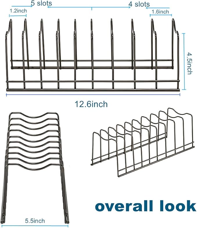 Pot Lid Holder Organizer, Kitchen Countertop Storage Rack Cutting Boards, Bakeware, Pots & Pans, Serving Trays, Reusable Containers in Cabinet Pantry , Stainless Steel