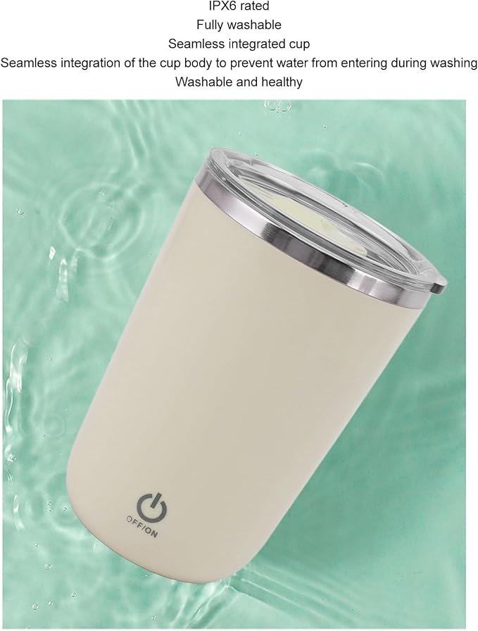 Shaker Bottle 11.8oz Electric Mixer Cup Stainless Steel Self Stirring Blender USB Rechargeable Coffee Mug for Sports, Workouts, Office(Light Yellow)