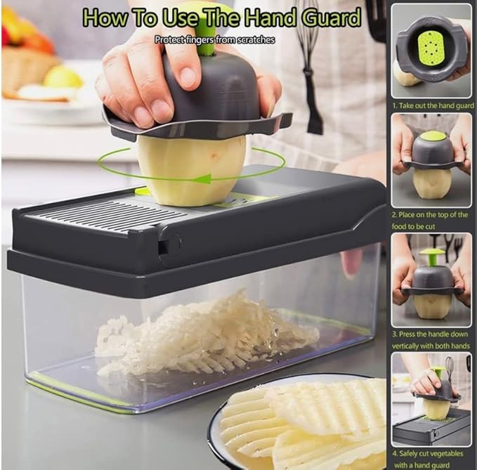 Vegetable Chopper-Food Chopper-Pro Onion Multifunctional 15-in-1 Green Slicer Dicer Grader Cutter-kitchen Tool 14 Blades