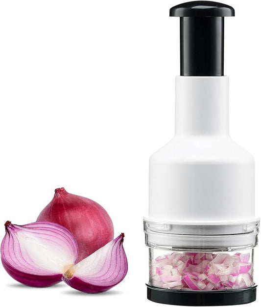 Vegetable Chopper, Onion Chopper, Garlic Chopper, Nuts Chopper - Hand Chopper For Vegetables Salads Fruits, Nuts. Dishwasher-safe, White, Easy to Clean