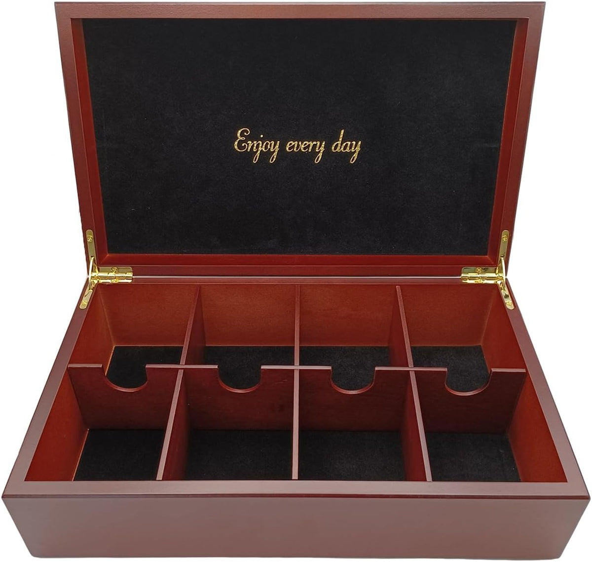 BJOYFUL&LOVED Wooden Tea Box, 8-Compartment Tea Organizer, Cherry Color