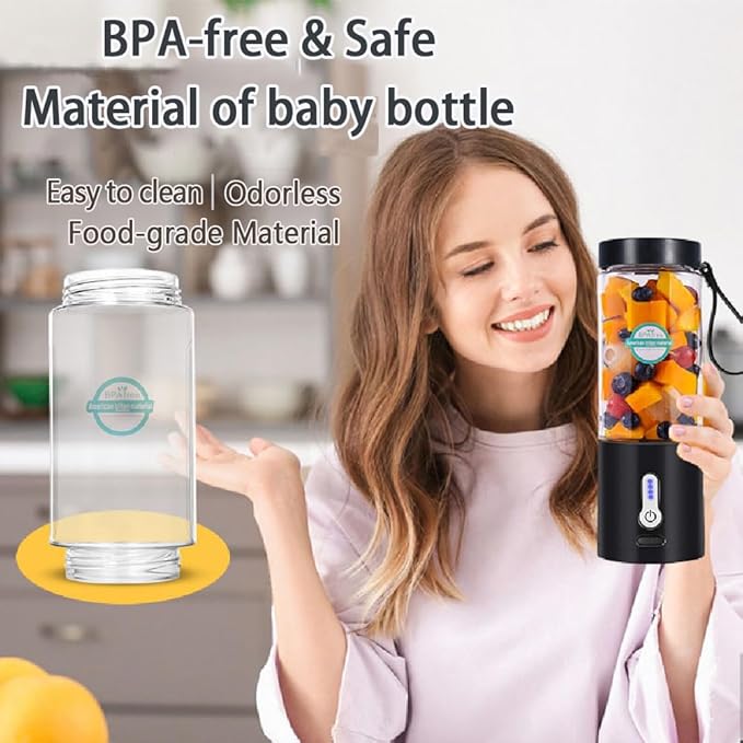 Portable Blender for Smoothies and Shakes, USB-C Rechargeable Personal Blender with 6 Stainless Steel Blades, Mini Juicer BPA Free, Portable Juicer for Kitchen Gyms Office Travel Outgoing