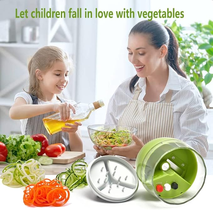 Spiralizer Handheld Vegetable Slicer, 4 in 1 Zucchini Spaghetti Maker, Spiral Slicer For Making Quick Low Carb Veggie Noodles 8.45cm