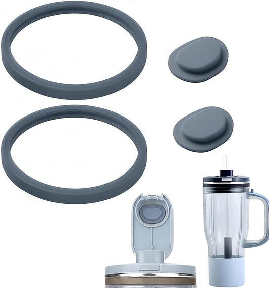 2Pcs Blender Sip Spout Lid Plug & 2Pcs Seal Ring for Ninja BlendBOSS Personal Smoothie Blender Tumbler, Portable Leakproof-Lid Plug Replacement Compatible With Ninja BlendBOSS Travel Tumbler
