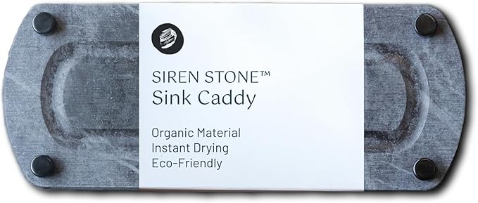 Premium Sink Caddy – Water-Absorbing Diatomaceous Earth Tray for Sink, Elevated Stainless Steel Feet, Non-Toxic, Fast-Drying, Kitchen or Bathroom