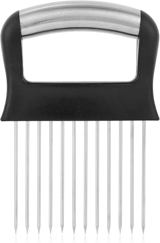 Extra-Large Onion Holder for Slicing, Stainless Steel Tomato and Potato Slicer with Long Needles Versatile Kitchen Food Slicing Guide Meat Tenderizer Tool for Meat Onion Tomato Potato