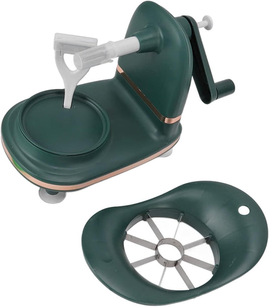 Manual Apples Peeler, Fruit Peeler Machine with Divider Fruit Peel Tool with Suction Base for Home Kitchen Pie Making (Dark green)