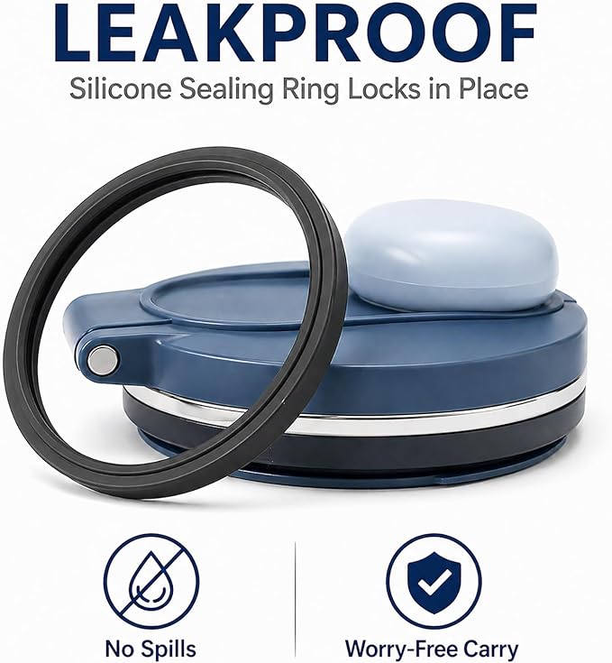 Replacement Leakproof Lid and sealing rings Compatible with Ninja BlendBOSS Personal Blender 26oz Personal Smoothie Tumbler (Cyberspace)
