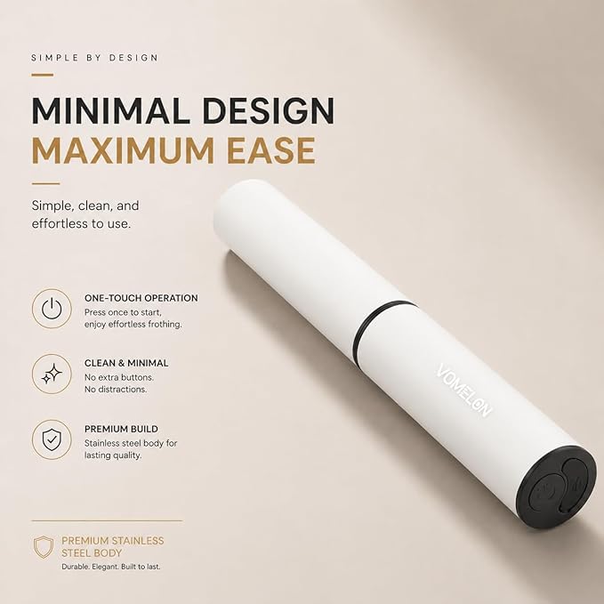 Milk Frother, Rechargeable Battery Operated Frother for Coffee,Portable Drink Mixer with 2 Stainless Steel Whisk Heads,Milk Foamer for Keto Coffee, Latte, Cappuccino, Hot Chocolate,White