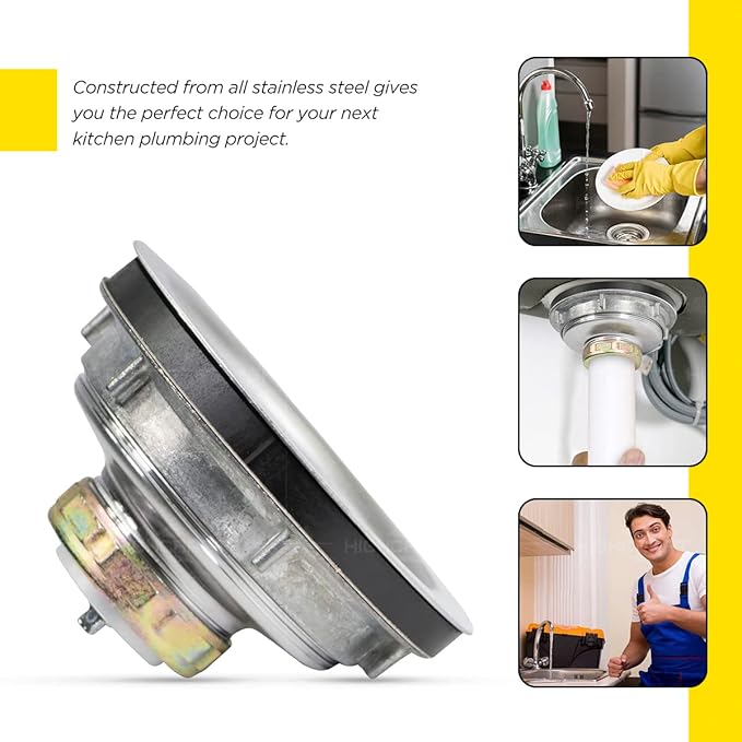 Everflow 7516 Kitchen Sink (3-1/2 Inch) Stainless Steel Drain Assembly With Strainer Basket-and Water Stopper, Single