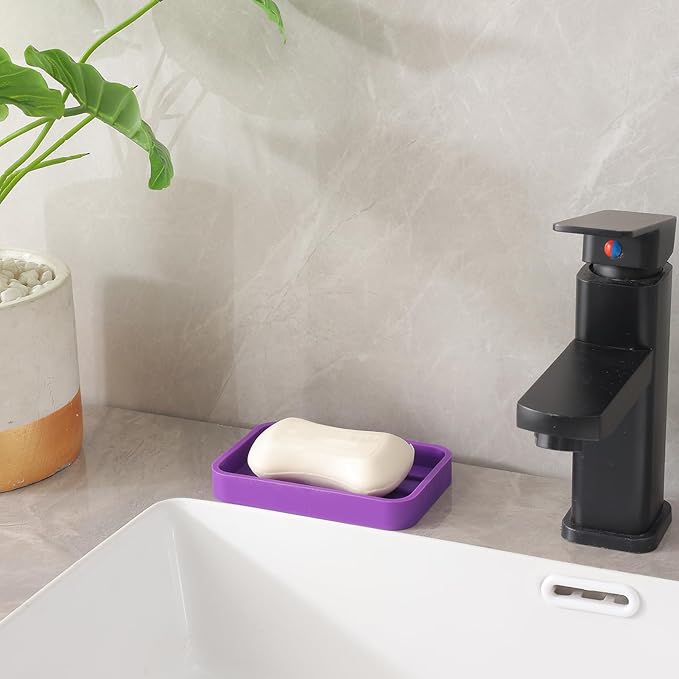 MicoYang Silicone Kitchen Sink Organizer Tray for Multiple Usage,Easy Clean Sponges Holder for Kitchen Bathroom Counter or Sink,Dish Soap Dispenser,Scrubber,Bottle,Cup Purple 4.9”x 3.2”