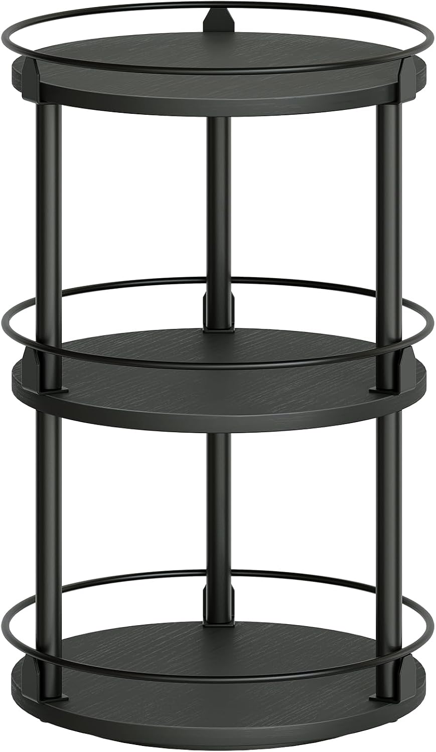 3-Tier Lazy Susan Organizer, Rotating Spice Rack, Spinning Organizer, Industrial Turntable Spice Rack Organizer for Cabinet, Kitchen Countertop, Pantry, Black SR23BK