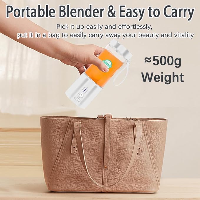 Portable Blender 20oz Cup, Personal Blender for Smoothies and Shakes, Rechargeable Mini Blenders with 6 Stainless Steel Blades, Portable Juicer for Travel Gym Office