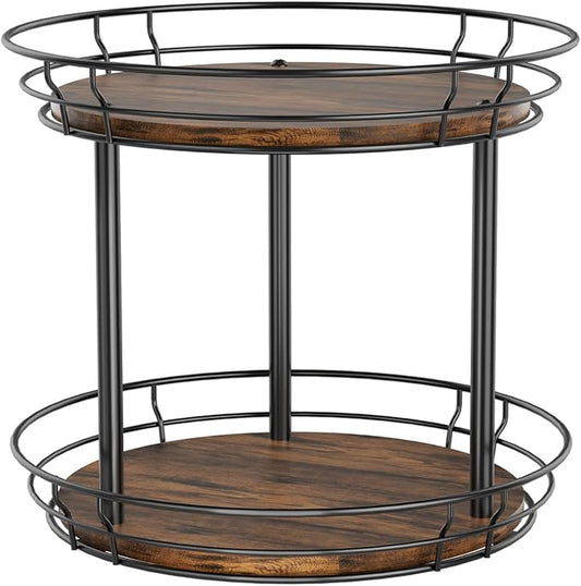 LAMU 10'' Lazy Susan Turntable Organizer, 2 Tier Round Rotating Spice Rack Organization for Kitchen Cabinet and Countertop