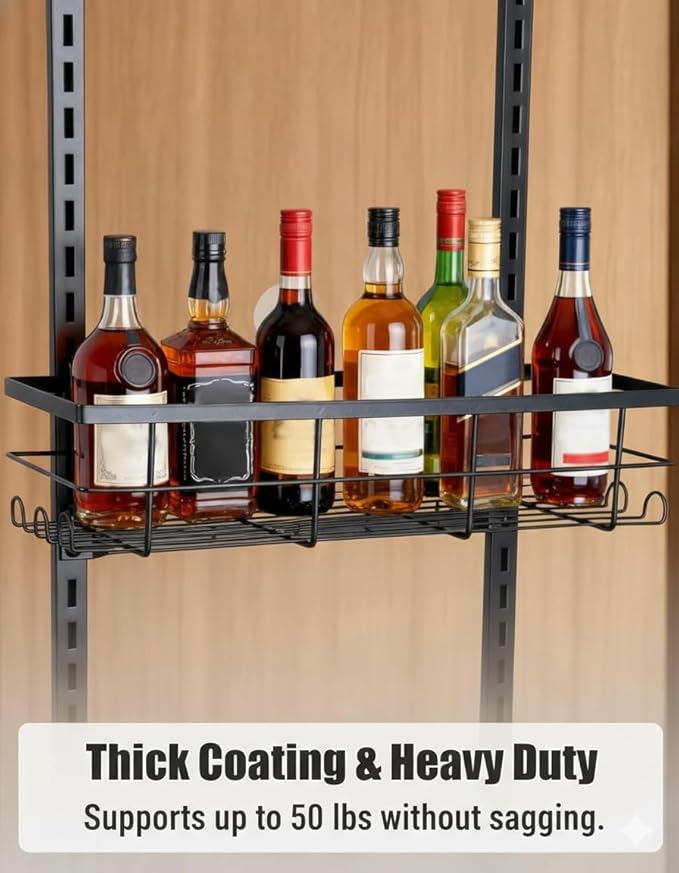 9-Tier Over The Door Pantry Organizer, Adjustable Metal Hanging Spice Rack for Kitchen, Bathroom & Bedroom Storage, Heavy-Duty Alloy Door Rack Organizer with 3 Basket Sizes, 9 Baskets