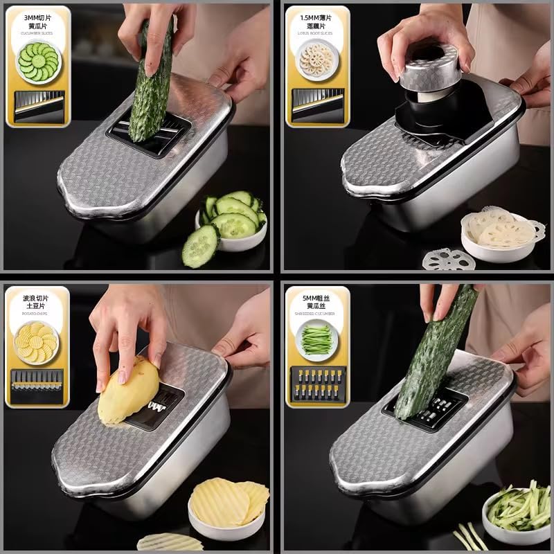 Nirvair 9-in-1 Manual Vegetable Chopper with Container & Slicer - Image 3