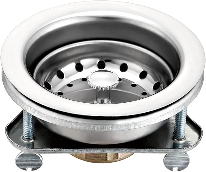 3.5 Inch Kitchen Sink Stainless Steel Drain Strainer and Stopper with 3-Bolt Flange, Drain Basket, Sink Drain Assembly, 3.5 Inch Sink Drain Stopper Plug