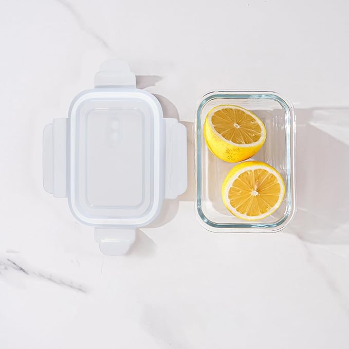 4Pack 13oz/0.37L Glass Meal Prep Containers with Lids, Glass Storage Containers with Lids, BPA-Free, Pantry Organizers and Storage, Freezer to Oven Safe (Clear)