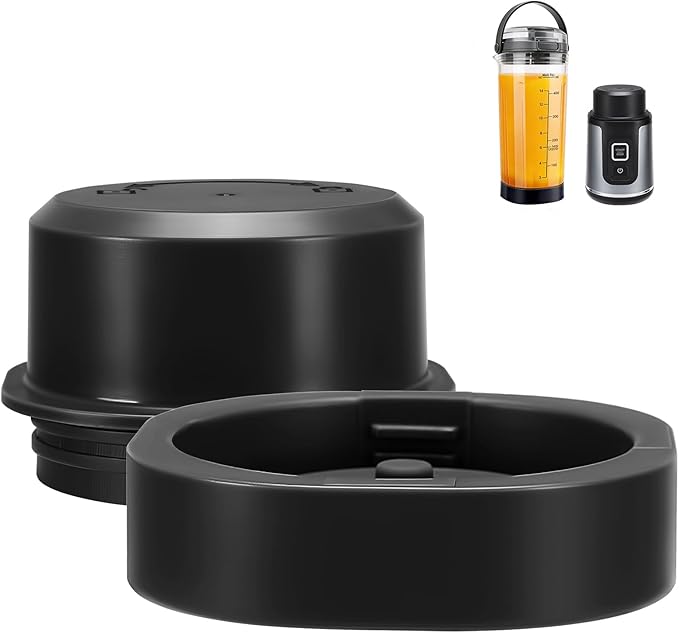 Replacement Blade Cover & Vessel Cap for Ninja Blast Portable Blender BC100/BC151, Parts & Accessories, Leakproof Food-Grade Dishwasher Safe (Black)