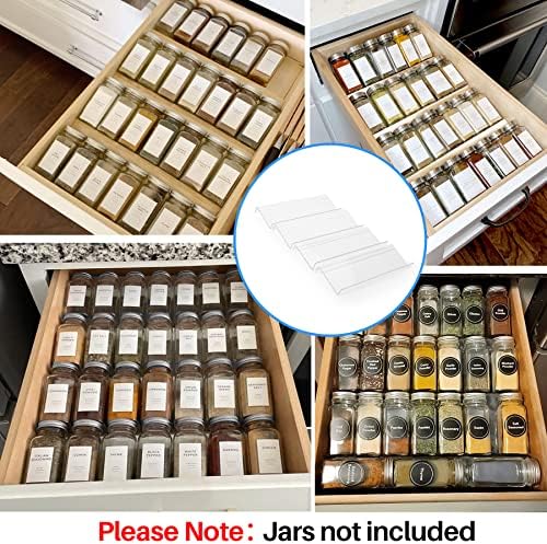 Clear Spice Drawer Organizer, 4 Tier Acrylic Seasoning Rack, Small