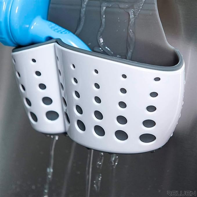Silicone Sponge Holder For Kitchen Sink - Over The Faucet Sink Sponge Holder Hanging, 5.7 x 3.22 x 2.2" Convenient Size - Adjustable Silicone Holders With Strap, Easy to Use and Clean