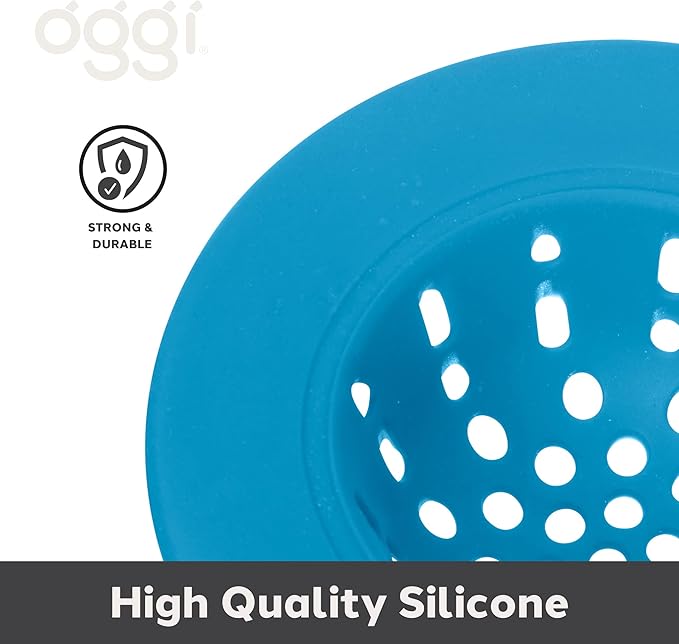 OGGI Silicone Sink Strainer- Great Kitchen Sink Strainer, Sink Drain Strainer, Drain Stopper, Sink Plug, 4.6˝ Diameter Rim, Turquoise