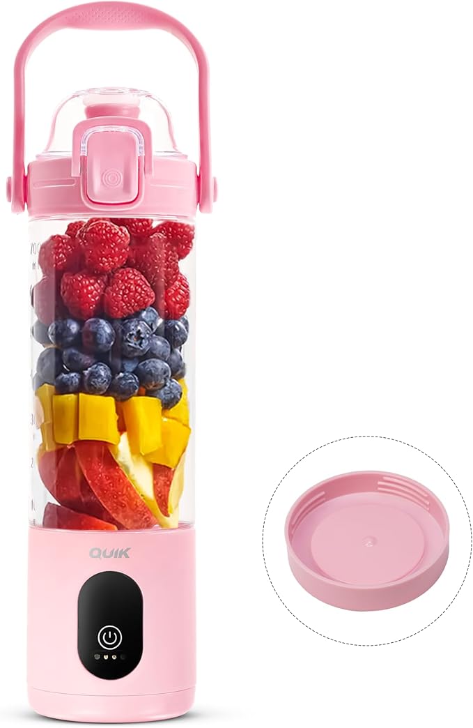 Portable Blender - Cordless 24oz. Personal Blender for Shakes and Smoothies, Licuadora, BPA Free - Ice Crush, Dishwasher safe parts, Waterproof, Triple Batteries, Juicer Cup (Pink)