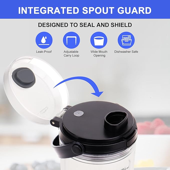 18oz Blender Cup Replacement for Ninja Blast Portable Blender BC100 & BC151 Series: Blending Vessel Cap with Sip Lid Accessories Part for Ninja Blast Blender BC151BK BC151NV BC151ND(Black)