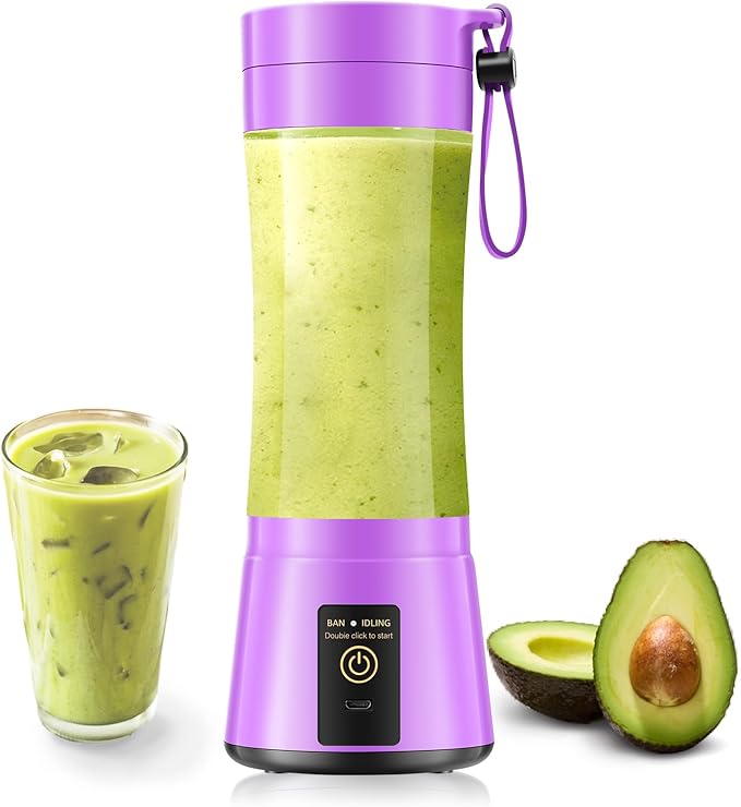 Cordless Portable Personal Size Blender - 12 Oz Mini Blender Make Smoothies and Shakes, Cordless Lightweight Rechargeable, Freshly Squeezed in Picnic/Sports/Office