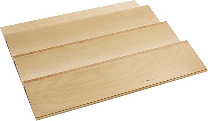 Rev-A-Shelf 22" 3 Tiered Seasoning Organizer, Trim-to-Custom-Fit Wooden Kitchen Draw and Cabinet Home Storage Insert, Pull Out Spice Rack, Maple, 4SDI-24