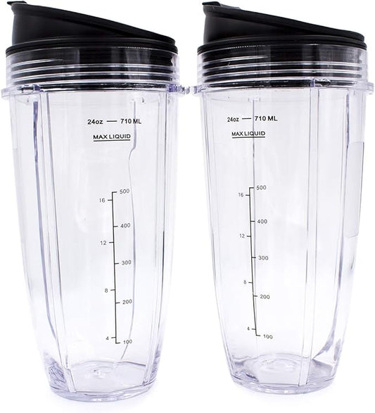 Replacement Blender Cup with Lid (2 Pack) 24 Oz Cups For Ninja Auto iQ BL480 BL482 BL642 BL682 BL450 BN401 BN751 BN801 Foodi SS351 SS151 SS401 Ninja Blender Auto iQ Blade