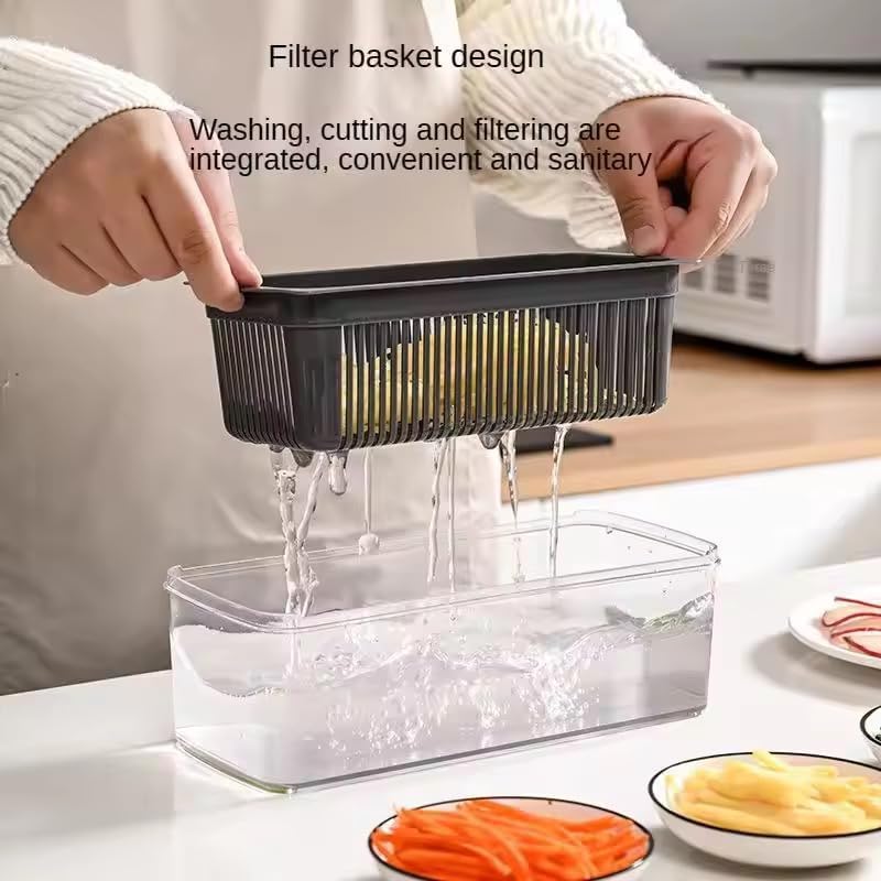 16-in-1 Vegetable Chopper & Slicer - Multifunctional Kitchen Food Cutter for Onion, Salad, Fruit with Adjustable Dicer and Storage Container - Image 6
