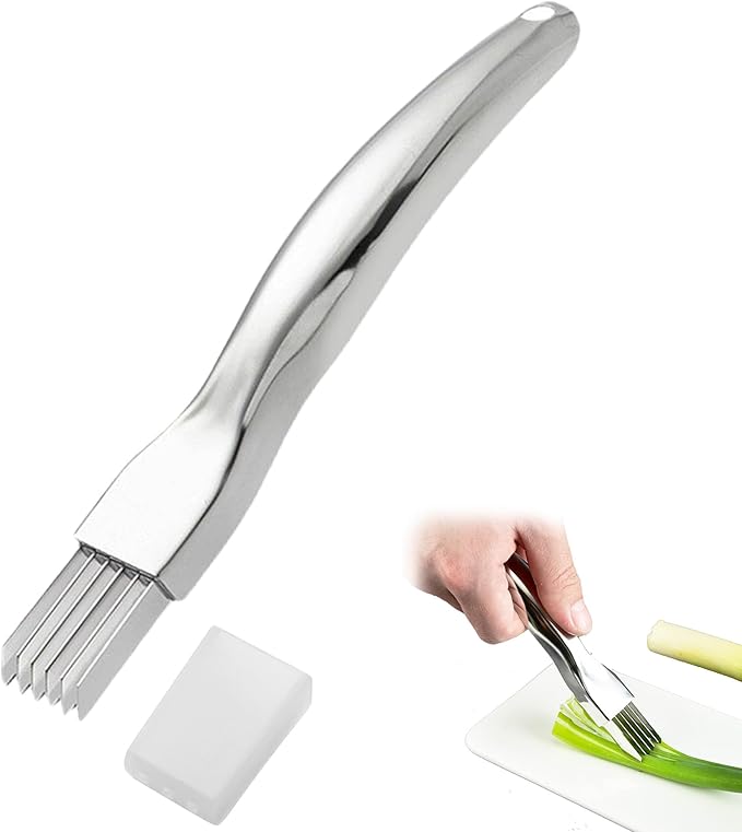Kitchen Scallion Cutter Shred Knife with Stainless Steel Scallion Cutter Green Onion Cutter Slicer, Garlic Cutter Shredder, and Food Speedy Chopper Tool for Kitchen Restaurant Hotel