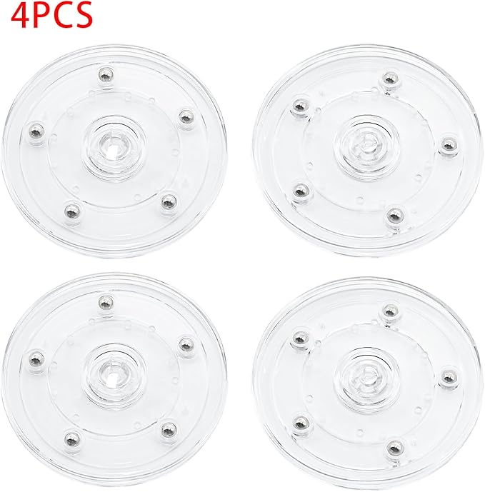 4 Pcs Clear 4 inch Acrylic Lazy Susan Rotating Turntable Organizer Bearings - Round Swivel Plate for Spice Rack, Table, Cake, Kitchen Pantry