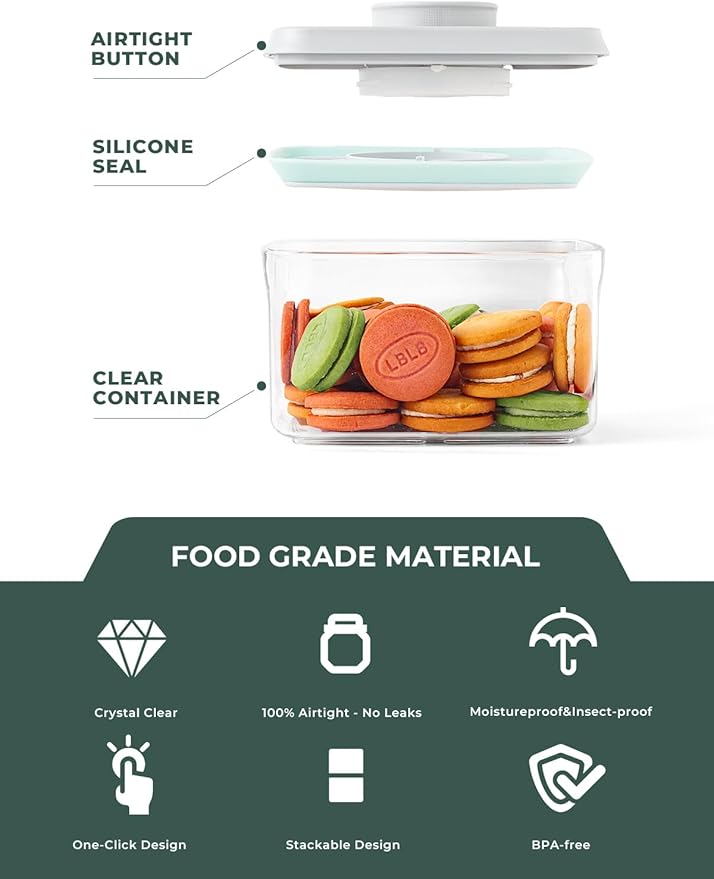 Mini Snack Container, 0.3 Qt / 320ml Small Airtight Food Storage Container with Pop-Top Lid, BPA-Free Food-Grade Plastic Jar for Candy, Nuts, Brown Sugar, Tea Bags, Spices